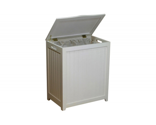 FaFurn - White Solid Wood Rectangular Laundry Hamper