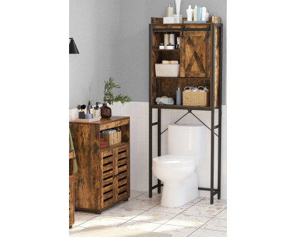 FaFurn - Farmhouse Over The Toilet Sliding Barn Door Storage Cabinet Cupboard