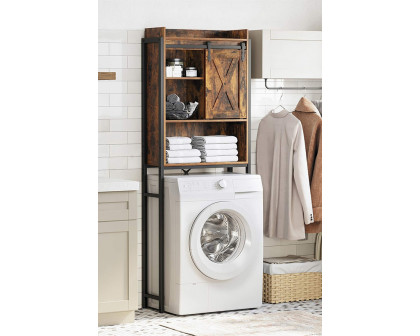 FaFurn - Farmhouse Over The Toilet Sliding Barn Door Storage Cabinet Cupboard