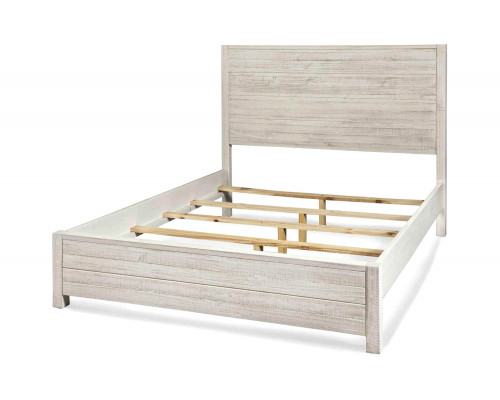 FaFurn Farmhome Solid Pine Platform Bed - Off White, Queen Size