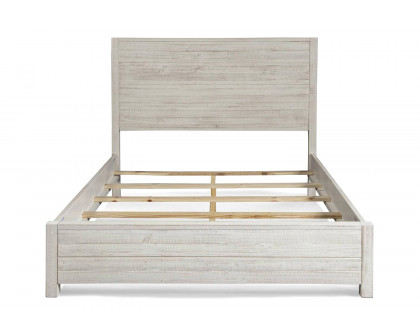 FaFurn Farmhome Solid Pine Platform Bed - Off White, Queen Size