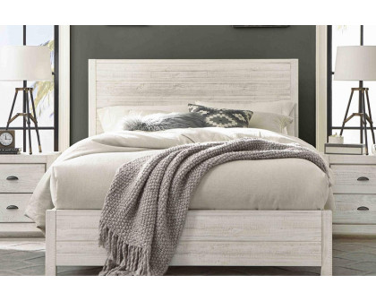 FaFurn Farmhome Solid Pine Platform Bed - Off White, Queen Size