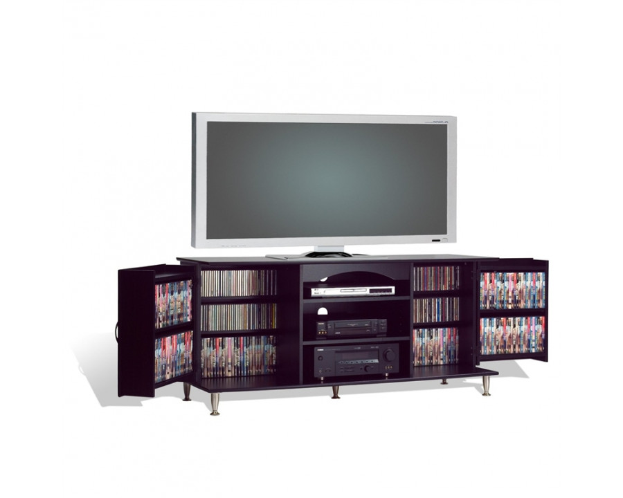 FaFurn - TV Stand with Media Storage in Black, Wood