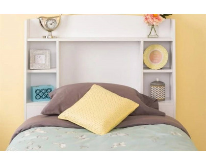 FaFurn Twin Size Bookcase Storage Headboard - White