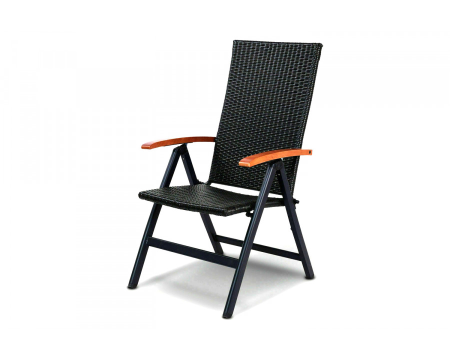 FaFurn - Outdoor Heavy Duty Folding Rattan Patio Chair with Wood Armrest