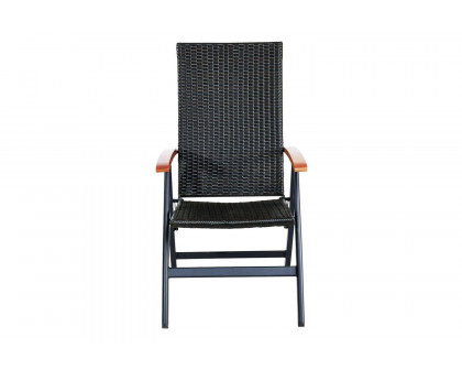 FaFurn - Outdoor Heavy Duty Folding Rattan Patio Chair with Wood Armrest