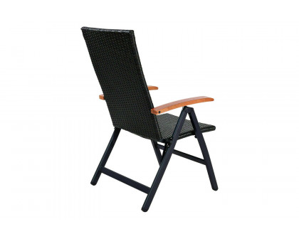 FaFurn - Outdoor Heavy Duty Folding Rattan Patio Chair with Wood Armrest