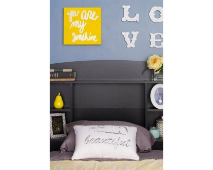 FaFurn Twin Size Bookcase Storage Headboard - Black