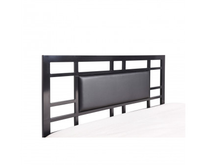 FaFurn - Full Size Platform Bed Frame with Black Upholstered Headboard in Black, Metal