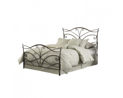 FaFurn - Queen Size Bed Base with Headboard and Footboard in Brushed Bronze, Metal