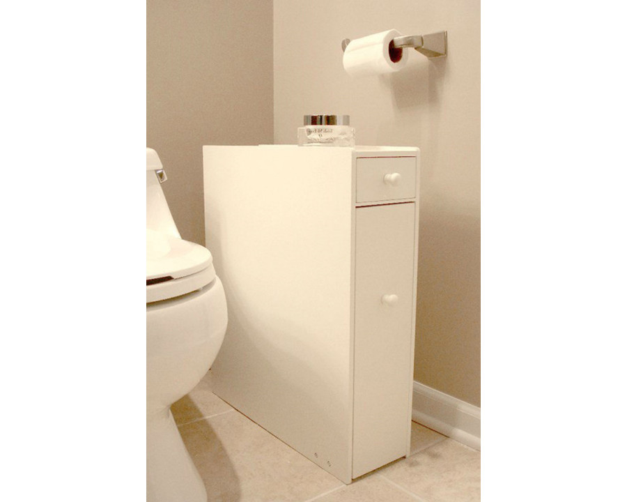 FaFurn - Space Saving Bathroom Floor Cabinet in White Wood Finish