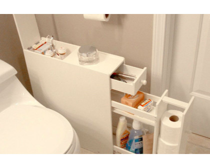 FaFurn - Space Saving Bathroom Floor Cabinet in White Wood Finish