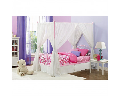 FaFurn - Twin Size Canopy Bed Frame in Pink, Metal