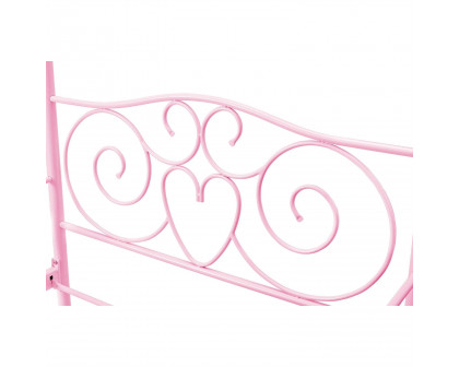 FaFurn - Twin Size Canopy Bed Frame in Pink, Metal