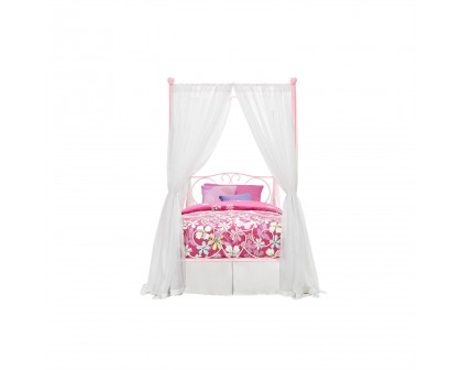 FaFurn - Twin Size Canopy Bed Frame in Pink, Metal