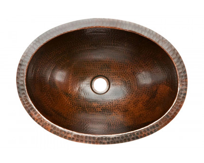 FaFurn - Oval Hammered Copper Bathroom Vessel Sink 17 X 12 Inch