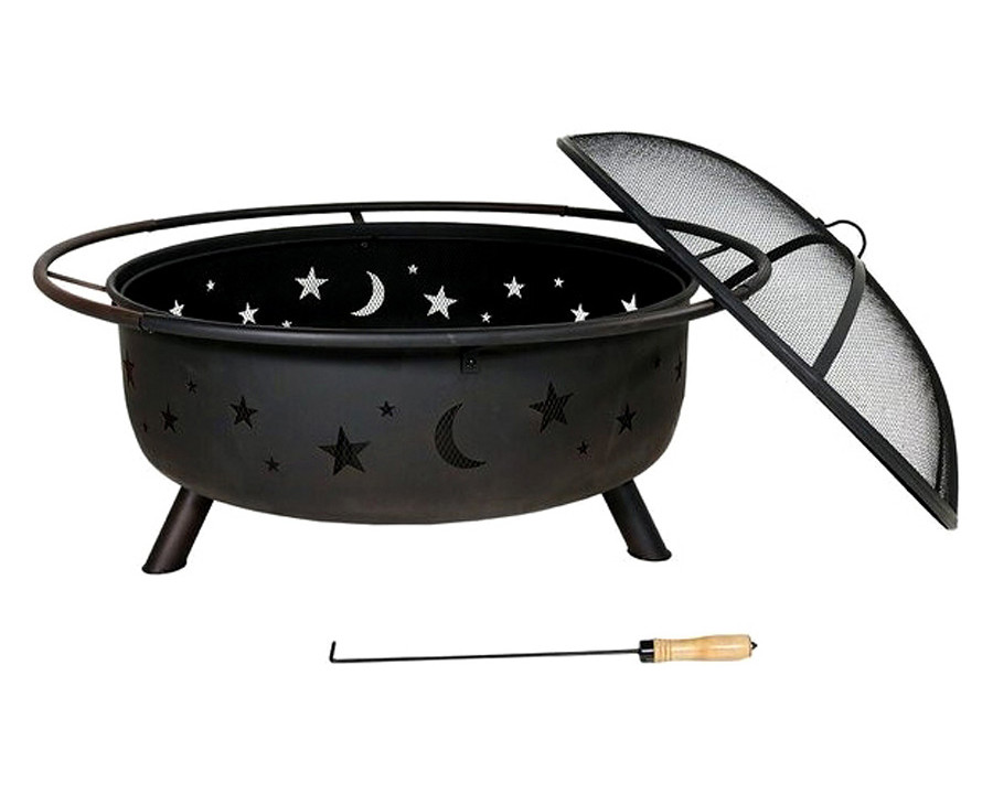 FaFurn Steel Wood Burning Fire Pit with Spark Screen