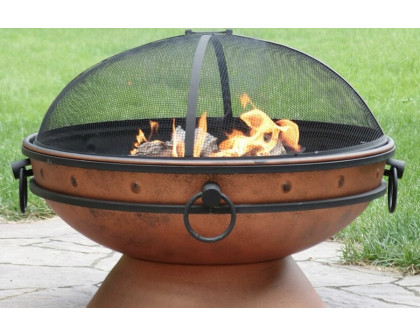 FaFurn - Cauldron Steel Wood Burning Fire Pit with Spark Screen