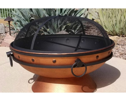 FaFurn - Cauldron Steel Wood Burning Fire Pit with Spark Screen