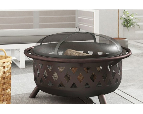 FaFurn - Weather Resistant Steel Wood Burning Fire Pit with Spark Screen