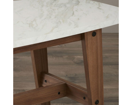 FaFurn™ Modern Coffee Table with Faux Marble Top - Wood