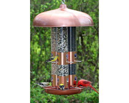 FaFurn - Copper Finish Triple Tube Bird Feeder