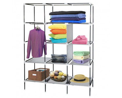 FaFurn - Portable 69" Wardrobe Shelving Unit with Shoe Rack in Gray