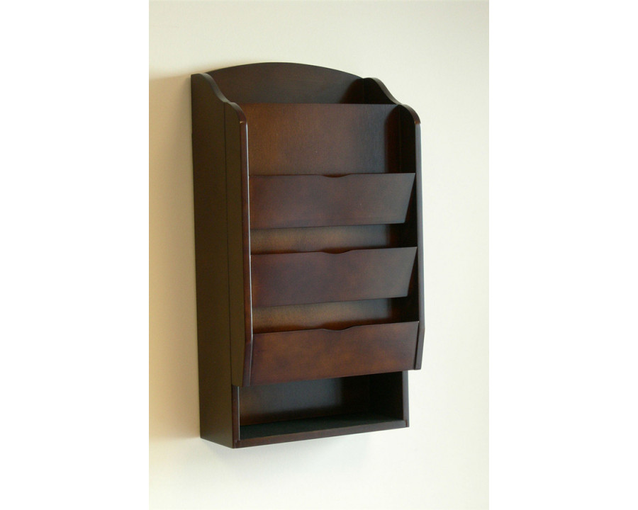 FaFurn - Door/Wall Mount Organizer Letter Holder Mail Sorter in Dark Walnut