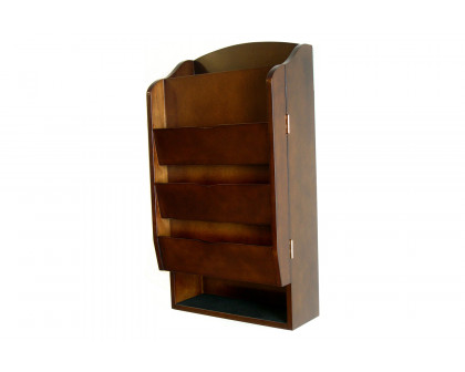 FaFurn - Door/Wall Mount Organizer Letter Holder Mail Sorter in Dark Walnut