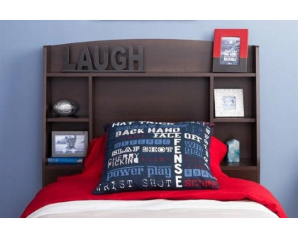 FaFurn Twin Size Bookcase Storage Headboard - Espresso