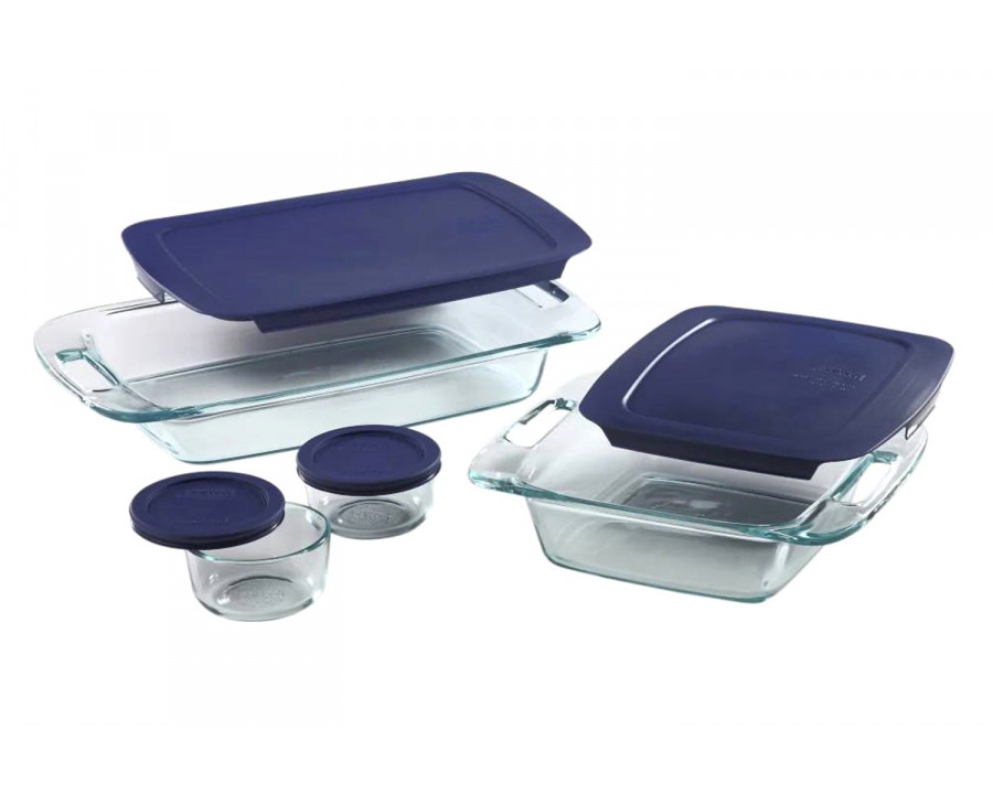 FaFurn - 8-Piece Glass Bakeware Food Storage Set with Blue Plastic Lids