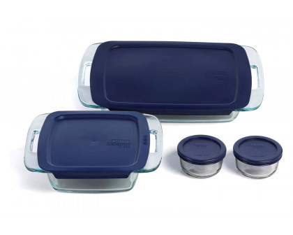 FaFurn - 8-Piece Glass Bakeware Food Storage Set with Blue Plastic Lids