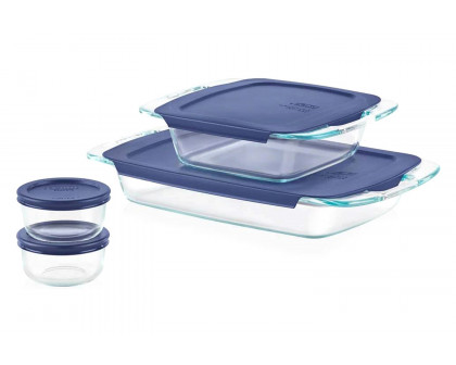 FaFurn - 8-Piece Glass Bakeware Food Storage Set with Blue Plastic Lids