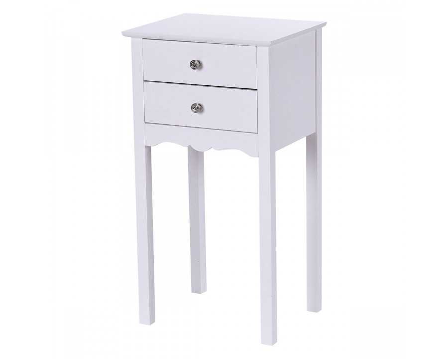 FaFurn - Elegant 2-Drawer Nightstand in White, Wood