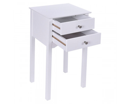 FaFurn - Elegant 2-Drawer Nightstand in White, Wood