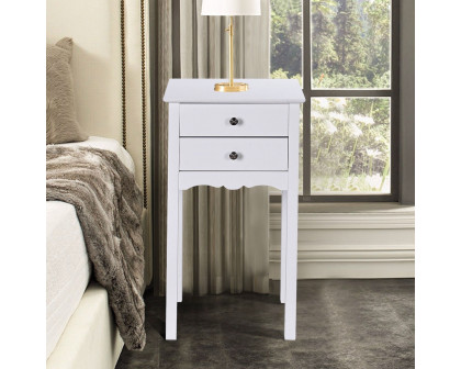 FaFurn - Elegant 2-Drawer Nightstand in White, Wood