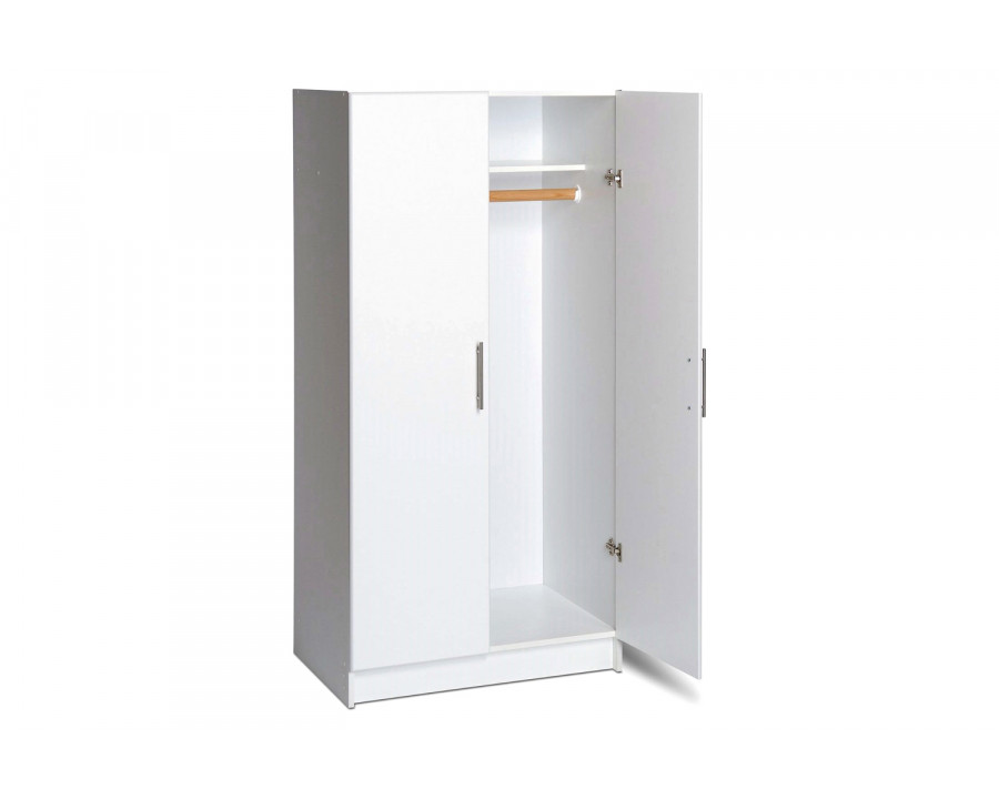 FaFurn - White 2-Door Wardrobe Cabinet with Hanging Rail and Storage Shelf