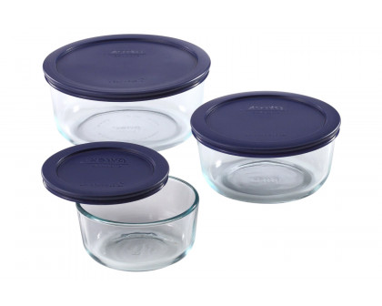 FaFurn - 6-Piece Round Glass Food Storage Set with Blue Lids