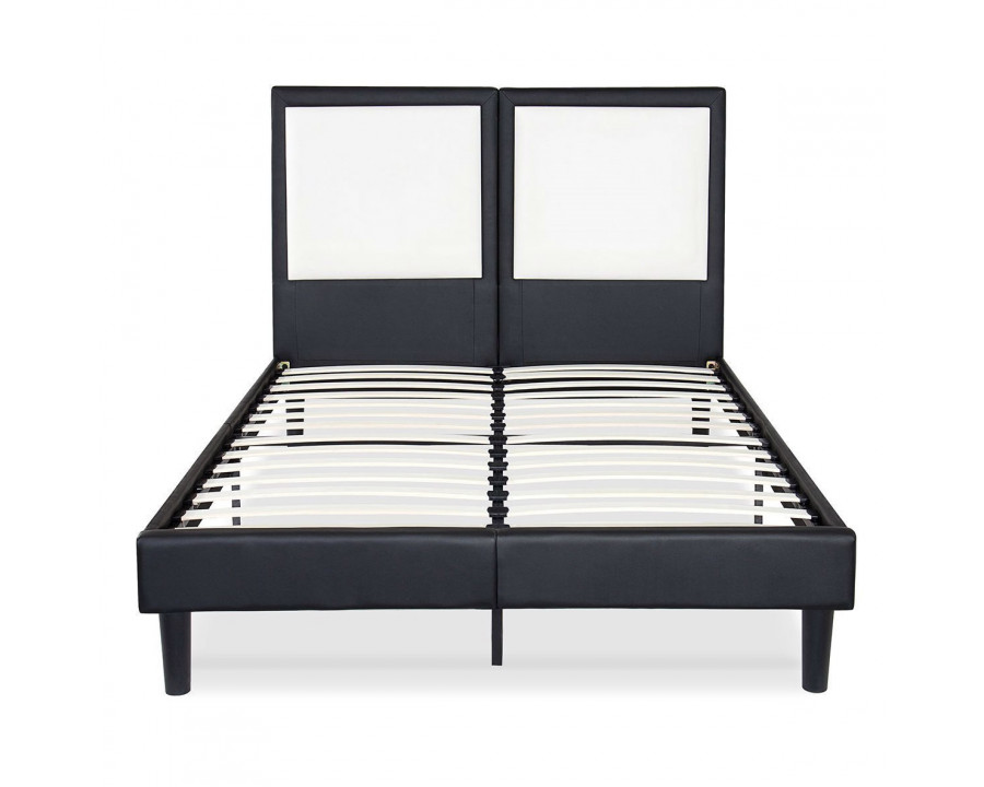 FaFurn - Full Size Platform Bed Frame with Headboard in Leather