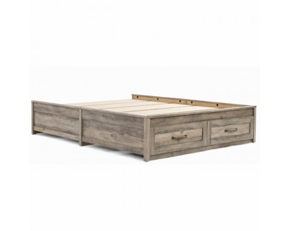 FaFurn - Farmhouse Platform Bed with Storage Drawers