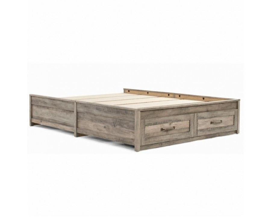 FaFurn Farmhouse Platform Bed with Storage Drawers - Gray, Wood