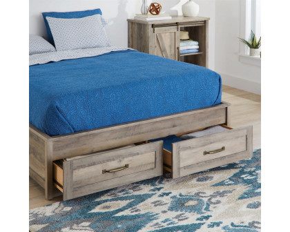 FaFurn Farmhouse Platform Bed with Storage Drawers - Gray, Wood