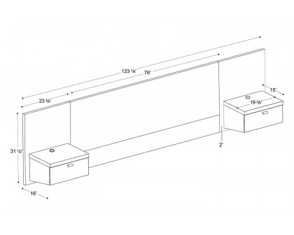 FaFurn™ - King Size Floating Headboard with Nightstands in Espresso