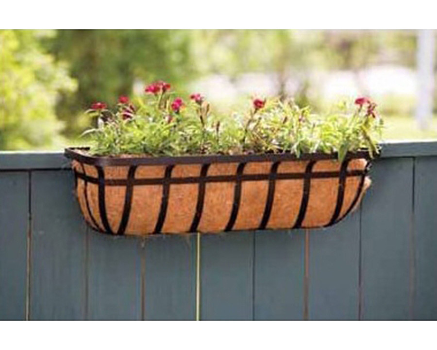 FaFurn - 30-Inch Windowithdeck Planter with Coco Liner in Black