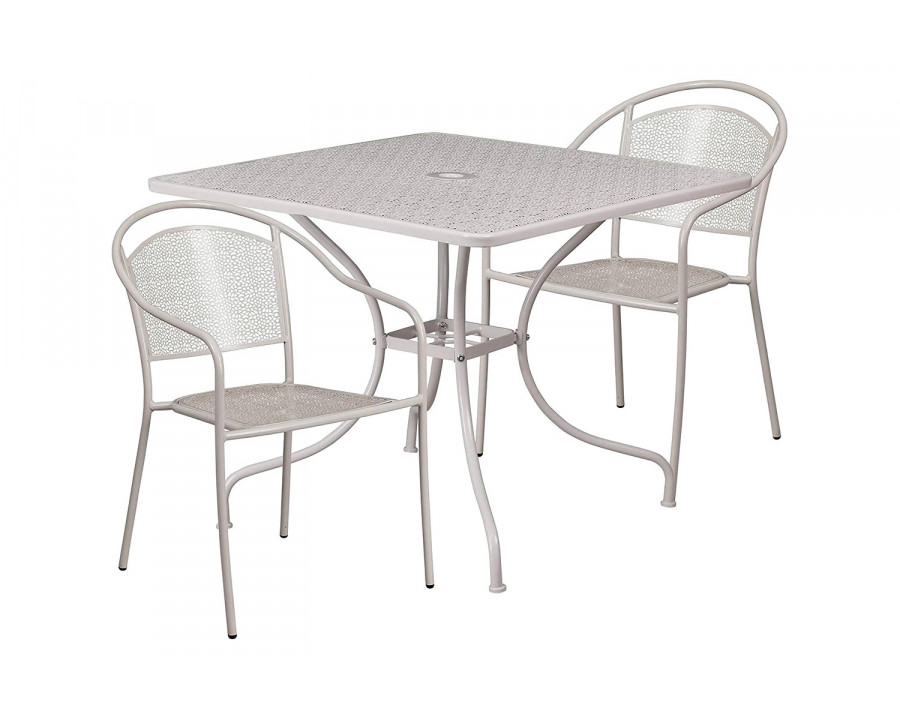 FaFurn - 3-Piece Gray Steel Metal Outdoor Patio Furniture Set with 2 Chairs and 1 Table