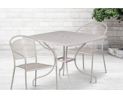 FaFurn - 3-Piece Gray Steel Metal Outdoor Patio Furniture Set with 2 Chairs and 1 Table