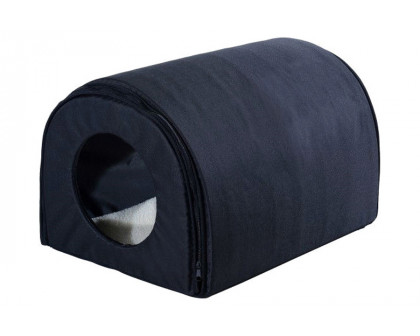 FaFurn - Outdoor Heated Cat House with Warm Padded Bed in Black