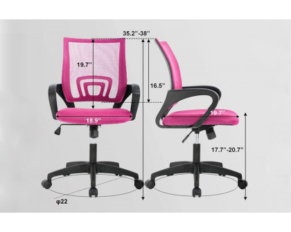 FaFurn Modern Mid-Back Ergonomic Mesh Office Desk Chair with Armrest On Wheels - Pink/Black