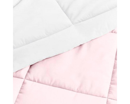 FaFurn Twin/Twin XL Size 2-Piece Reversible Comforter Set - Plush Pink/White, Microfiber