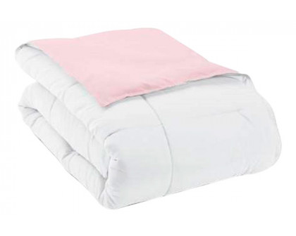 FaFurn Twin/Twin XL Size 2-Piece Reversible Comforter Set - Plush Pink/White, Microfiber